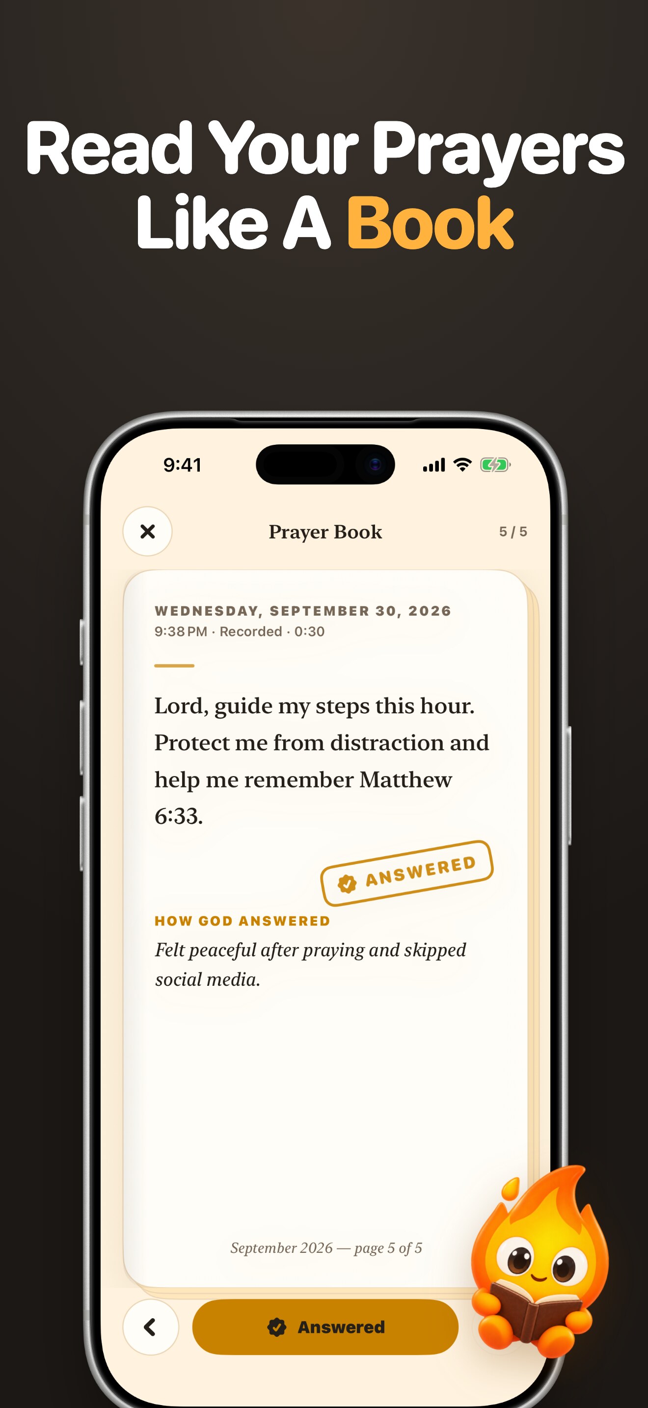 Seek First Prayer Book showing an answered prayer